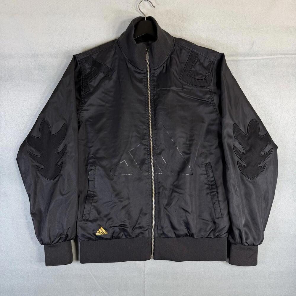 Vintage Adidas Bomber Jacket Mens XL (Fits L) Black Motorcycle Eagle Biker 90s